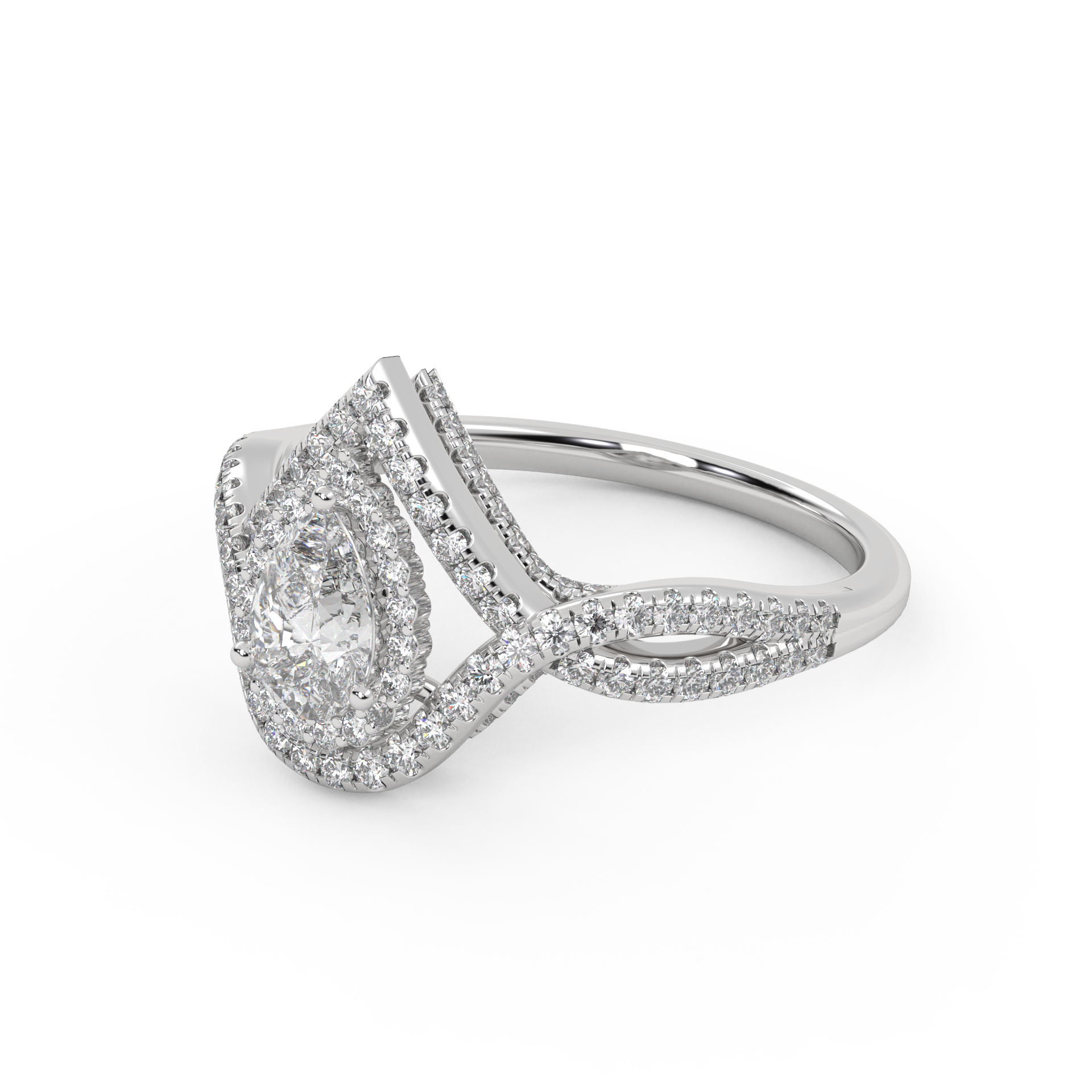 IGI Certified Infinity Halo Twisted Engagement Ring