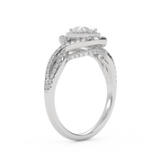 IGI Certified Infinity Halo Twisted Engagement Ring