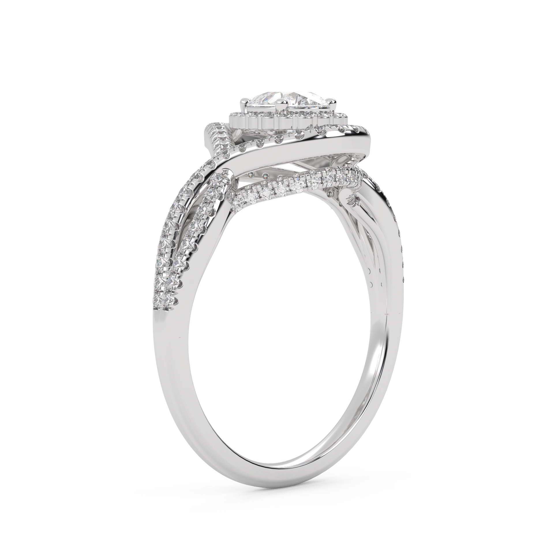 IGI Certified Infinity Halo Twisted Engagement Ring