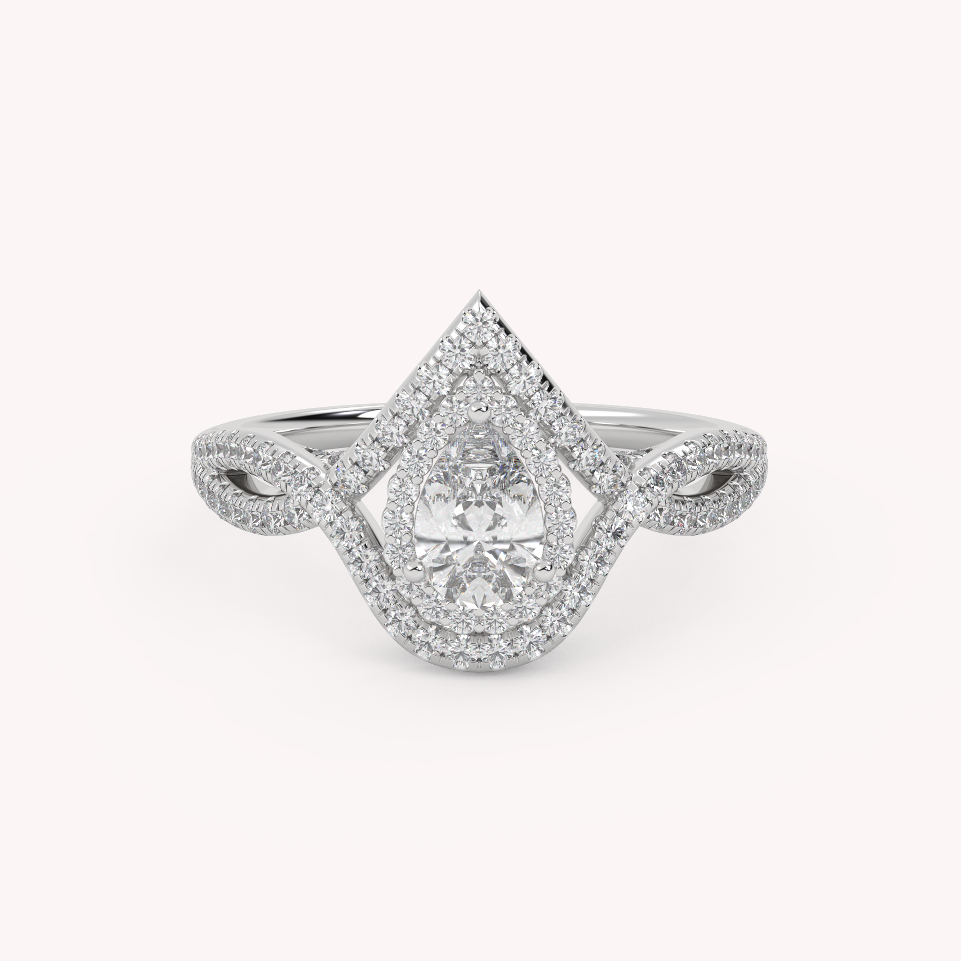 IGI Certified Infinity Halo Twisted Engagement Ring