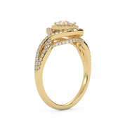 IGI Certified Infinity Halo Twisted Engagement Ring