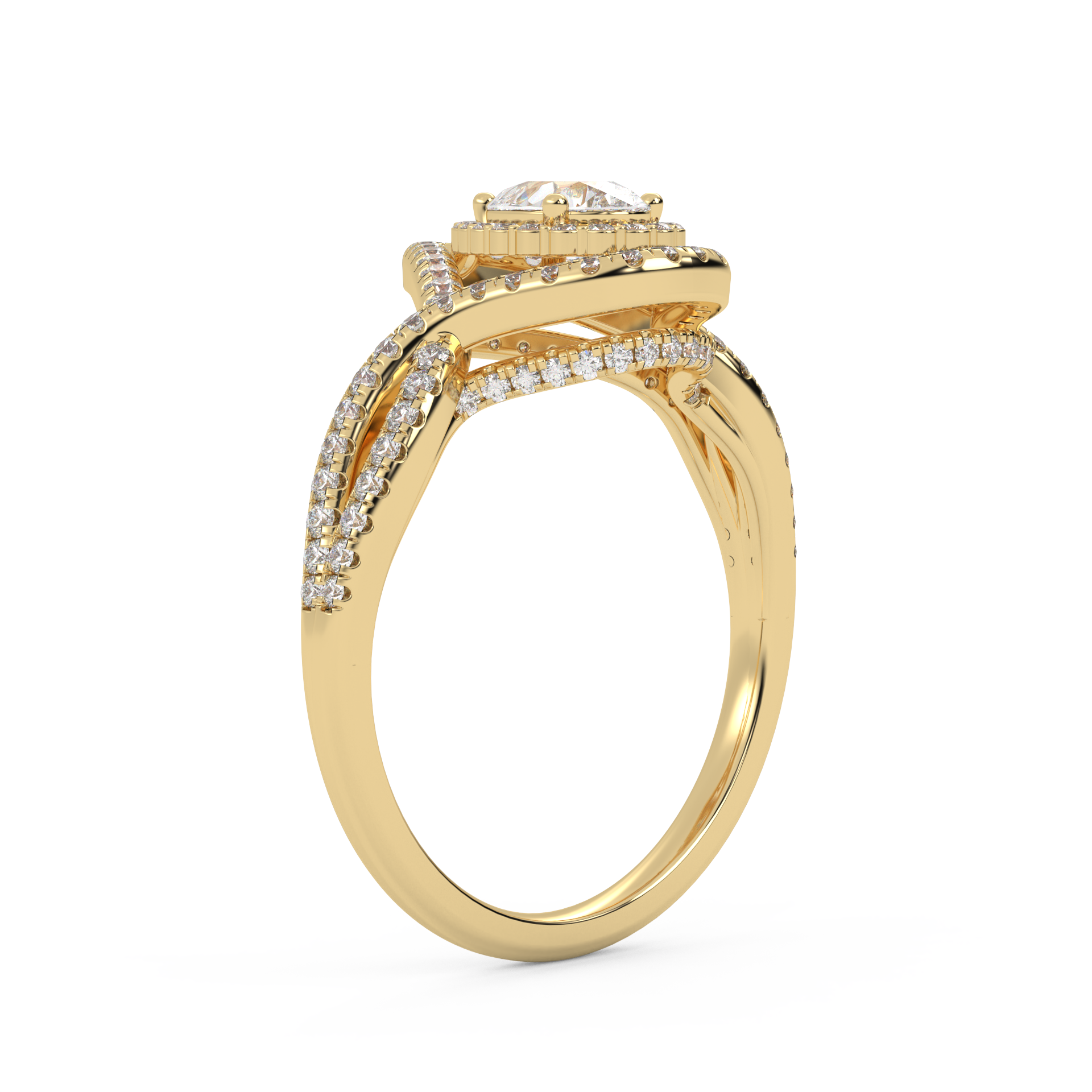 IGI Certified Infinity Halo Twisted Engagement Ring