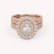 IGI Certified Oval Shape Double Halo Bridal Set Ring