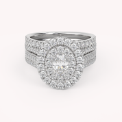 IGI Certified Oval Shape Double Halo Bridal Set Ring