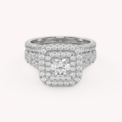 Round Shape 2.00 Carat Lab Grown Diamond Half Eternity Bridal Set Ring