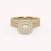 IGI Certified Lab Grown Diamond 2 Row Double Halo Bridal Set Ring