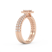 IGI Certified Half Eternity Halo Solitaire Bridal Set Ring