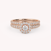 Round Cut 0.80 Carat Lab Grown Diamond Halo Bridal Set Ring