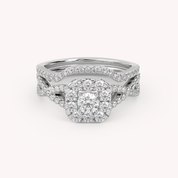 Princess Cut 0.90 Carat Lab Grown Diamond Halo Bridal Set Ring
