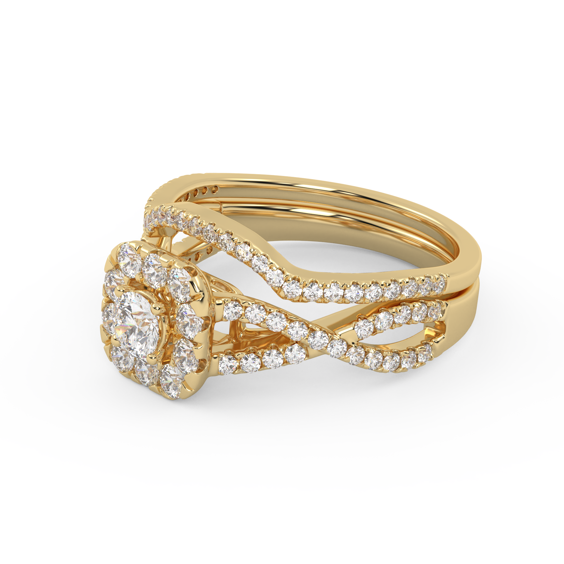 Princess Cut 0.90 Carat Lab Grown Diamond Halo Bridal Set Ring