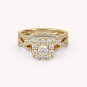 Princess Cut 0.90 Carat Lab Grown Diamond Halo Bridal Set Ring