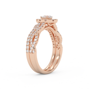 Pear Cut 1.00 Carat Lab Grown Diamond Twisted Infinity Halo Solitaire Bridal Set Ring