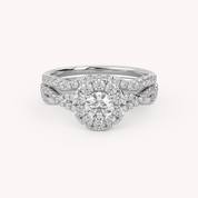 IGI Certified Round Shape Infinity Halo Solitaire Bridal Set Ring