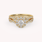IGI Certified Round Shape Infinity Halo Solitaire Bridal Set Ring