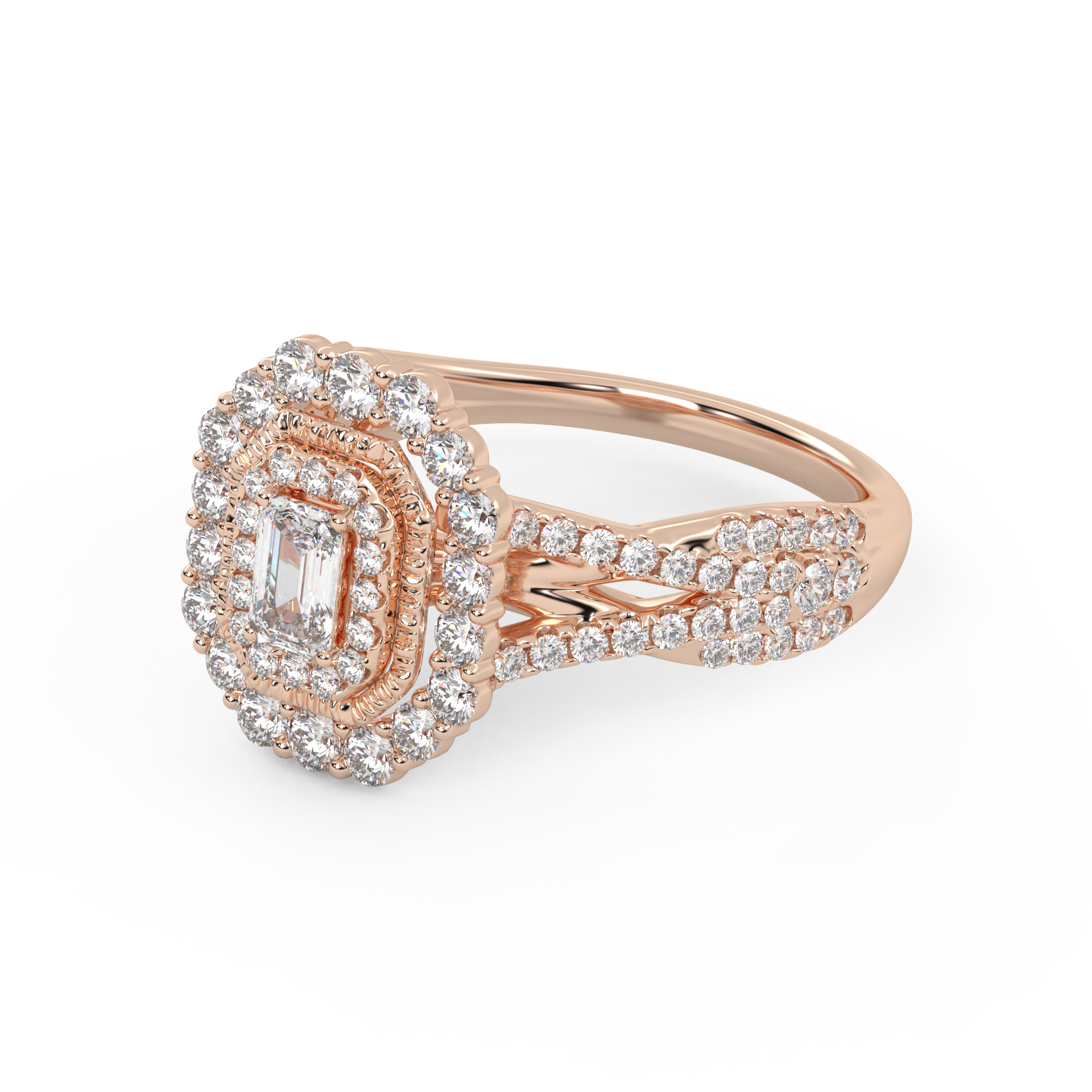 IGI Certified 0.95 Carat Emerald & Round Lab Diamond Ring