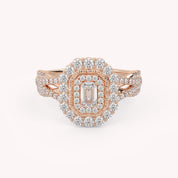 IGI Certified 0.95 Carat Emerald & Round Lab Diamond Ring