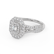 IGI Certified 0.95 Carat Emerald & Round Lab Diamond Ring