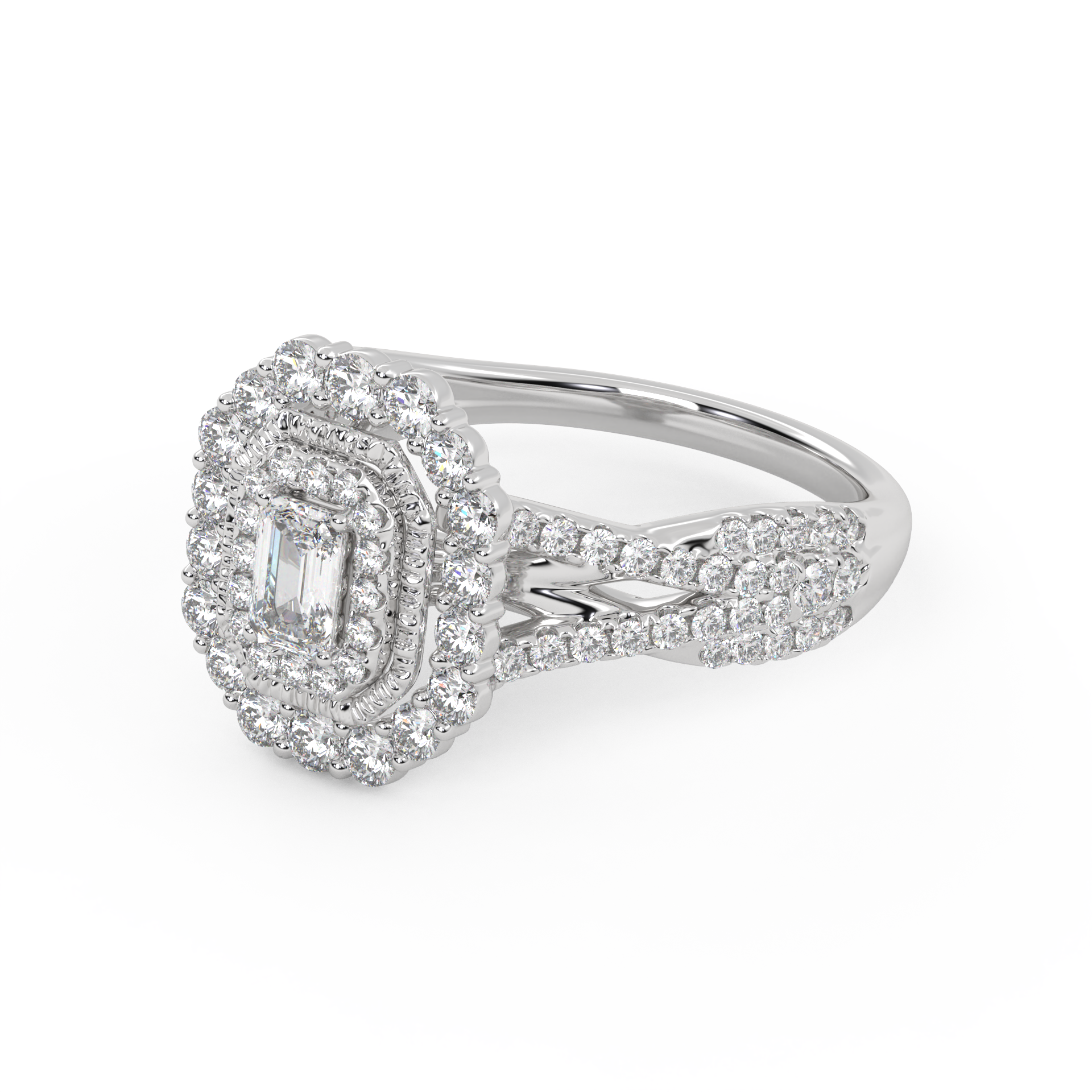 IGI Certified 0.95 Carat Emerald & Round Lab Diamond Ring