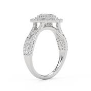 IGI Certified 0.95 Carat Emerald & Round Lab Diamond Ring