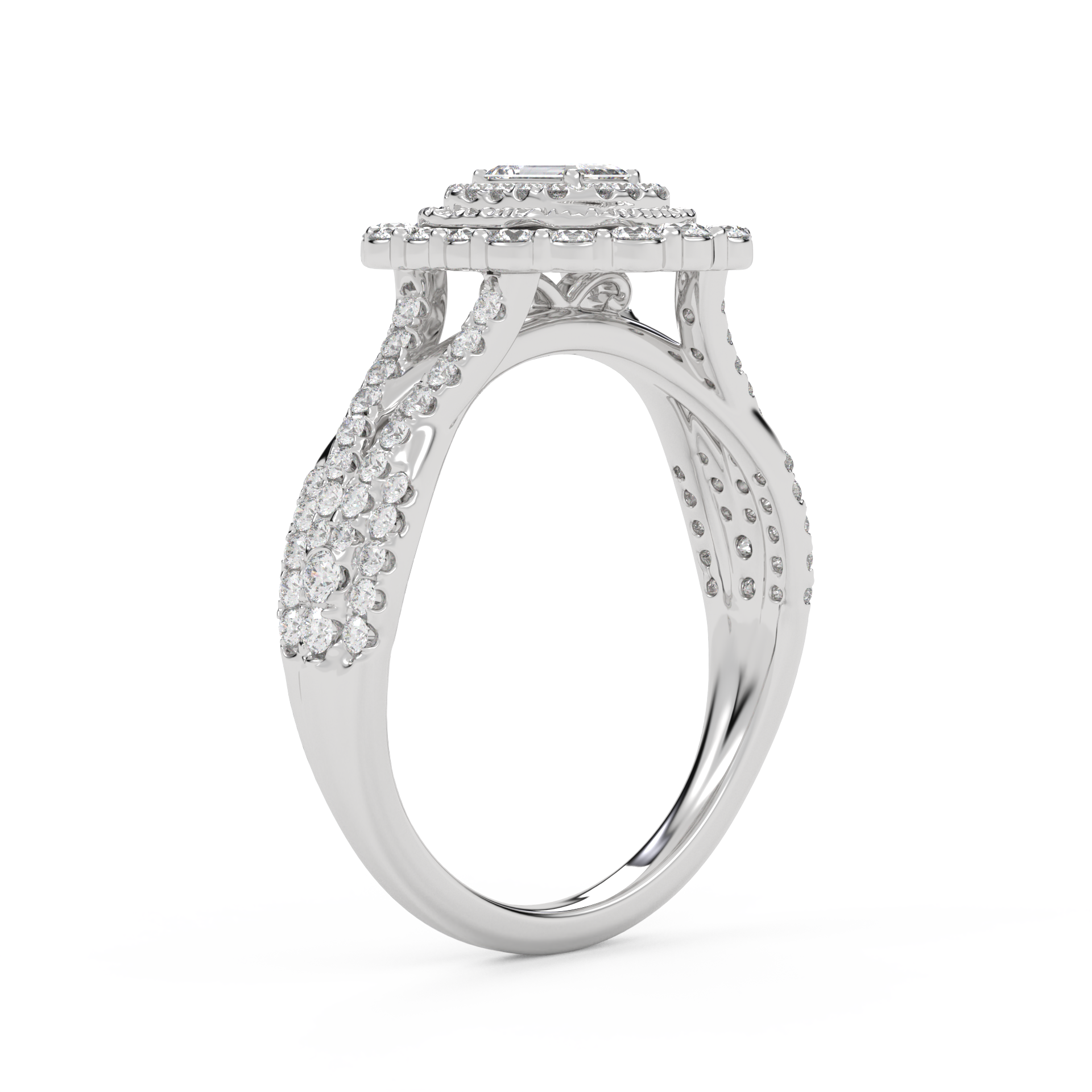 IGI Certified 0.95 Carat Emerald & Round Lab Diamond Ring