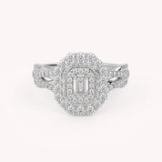 IGI Certified 0.95 Carat Emerald & Round Lab Diamond Ring