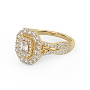 IGI Certified 0.95 Carat Emerald & Round Lab Diamond Ring