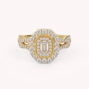 IGI Certified 0.95 Carat Emerald & Round Lab Diamond Ring