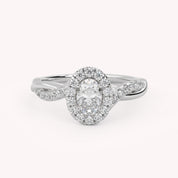 IGI Certified Twisted Halo Solitaire Engagement Ring