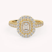 Emerald & Round 0.95 Carat Lab Diamond Ring – IGI Certified