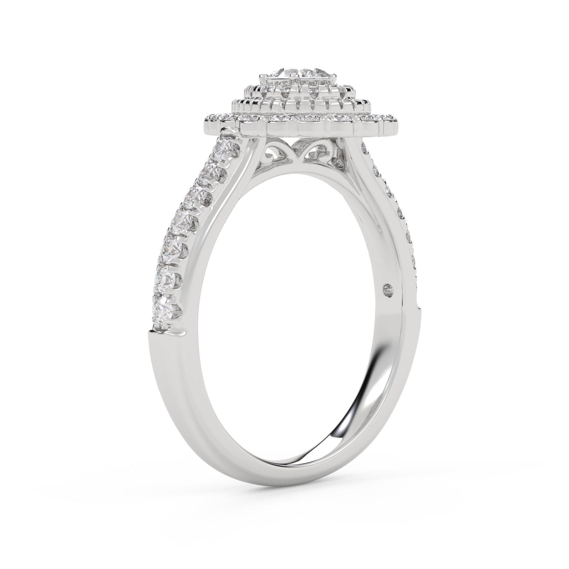 Pear & Round 0.90 Carat Double Halo Ring – IGI Certified