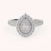 Pear & Round 0.90 Carat Double Halo Ring – IGI Certified