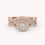 IGI Certified 1.00 Carat Infinity Halo Solitaire Cluster Bridal Set Ring