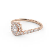 Oval & Round 0.85 Carat Lab Diamond Bypass Halo Ring – IGI Certified
