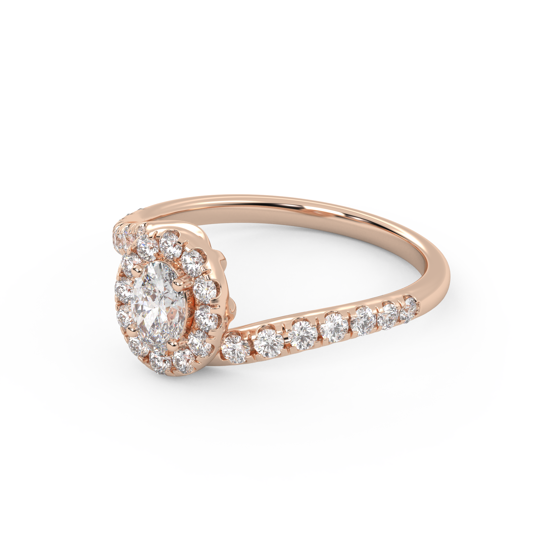 Oval & Round 0.85 Carat Lab Diamond Bypass Halo Ring – IGI Certified