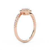 Oval & Round 0.85 Carat Lab Diamond Bypass Halo Ring – IGI Certified