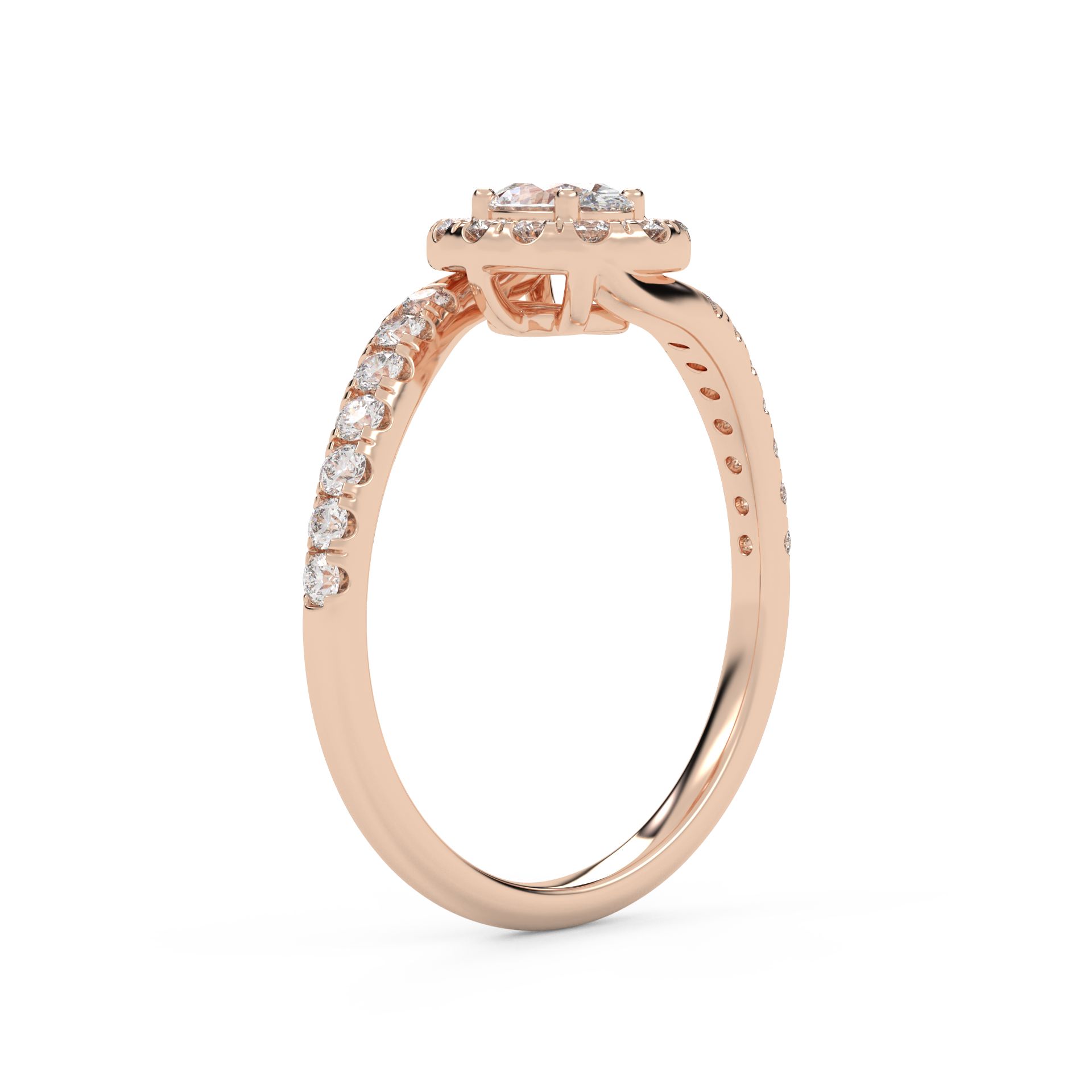 Oval & Round 0.85 Carat Lab Diamond Bypass Halo Ring – IGI Certified