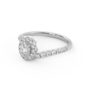 Oval & Round 0.85 Carat Lab Diamond Bypass Halo Ring – IGI Certified