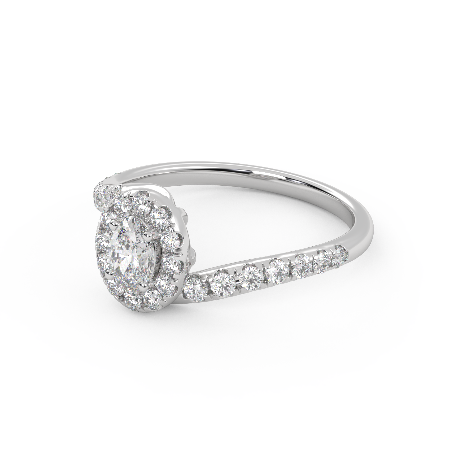 Oval & Round 0.85 Carat Lab Diamond Bypass Halo Ring – IGI Certified