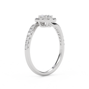 Oval & Round 0.85 Carat Lab Diamond Bypass Halo Ring – IGI Certified