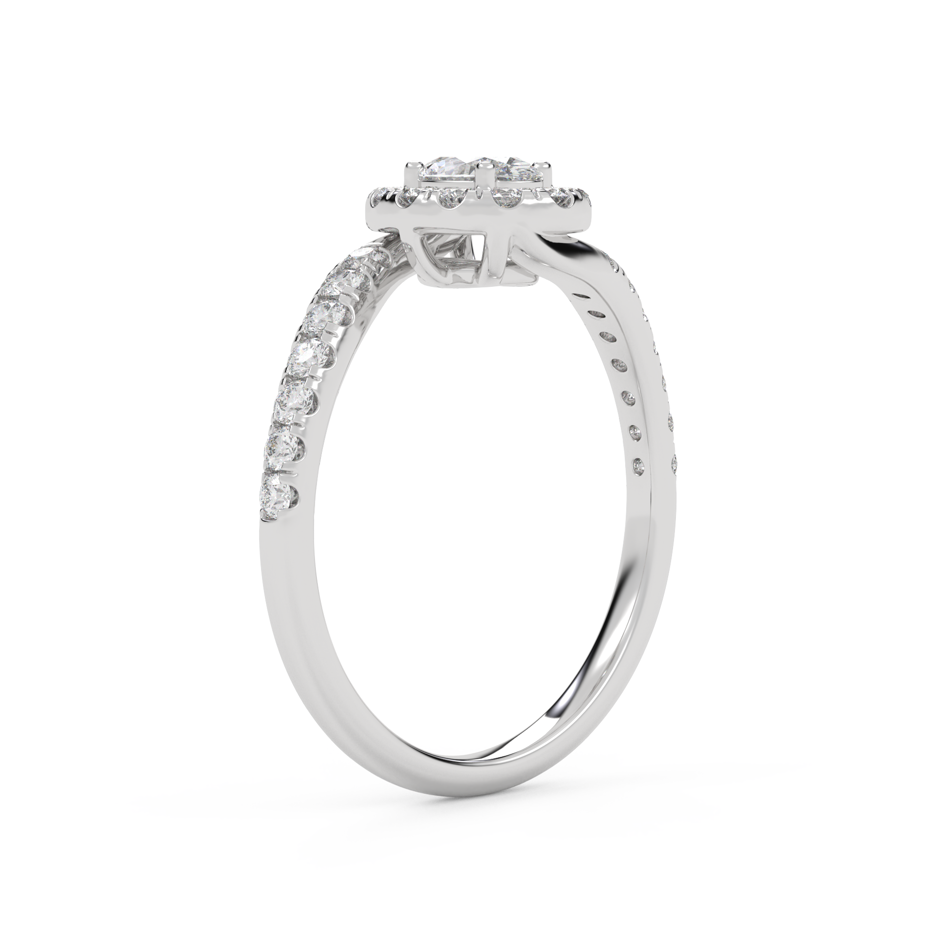 Oval & Round 0.85 Carat Lab Diamond Bypass Halo Ring – IGI Certified