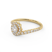 Oval & Round 0.85 Carat Lab Diamond Bypass Halo Ring – IGI Certified