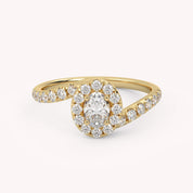 Oval & Round 0.85 Carat Lab Diamond Bypass Halo Ring – IGI Certified