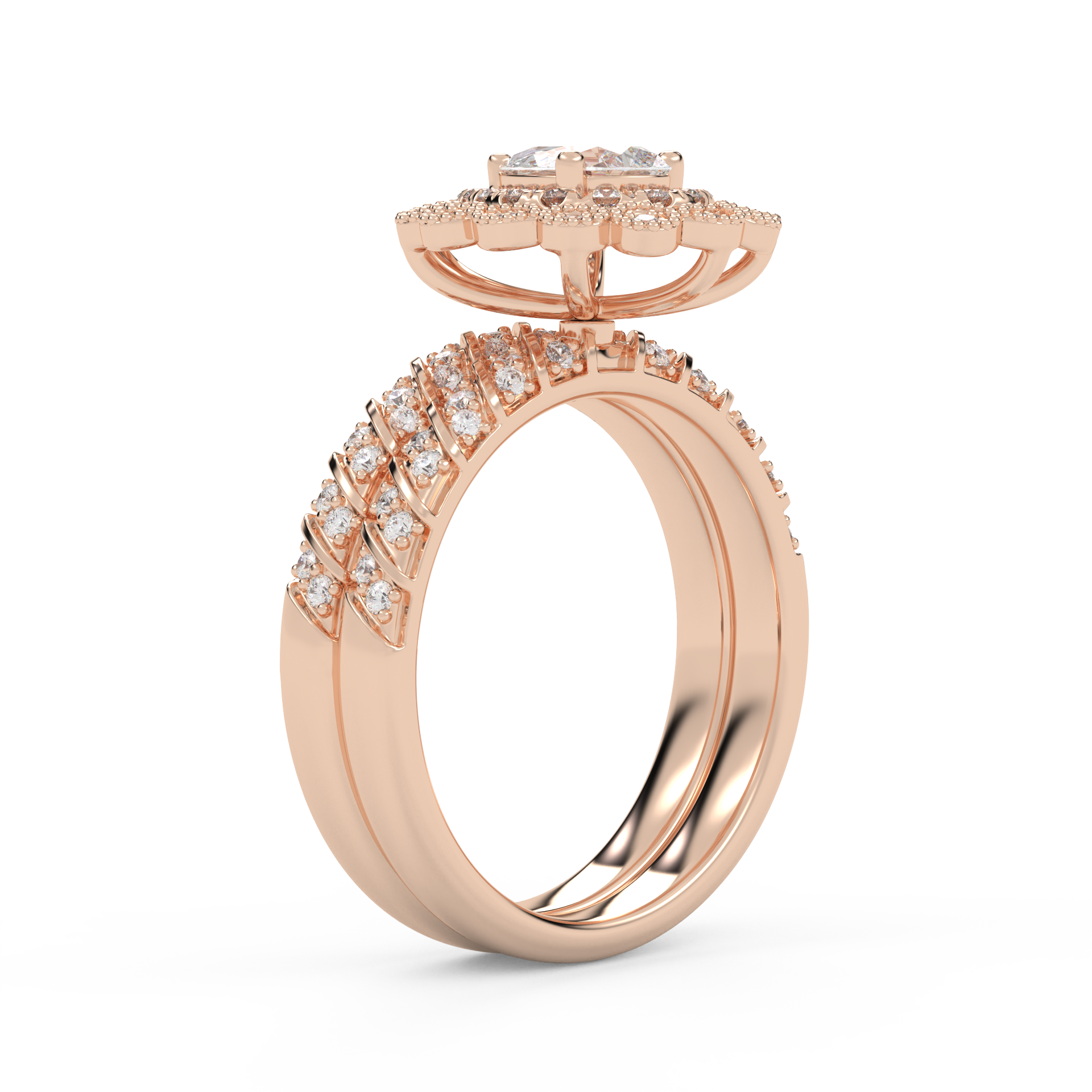 IGI Certified Teardrop Bridal Set Ring