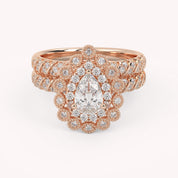IGI Certified Teardrop Bridal Set Ring