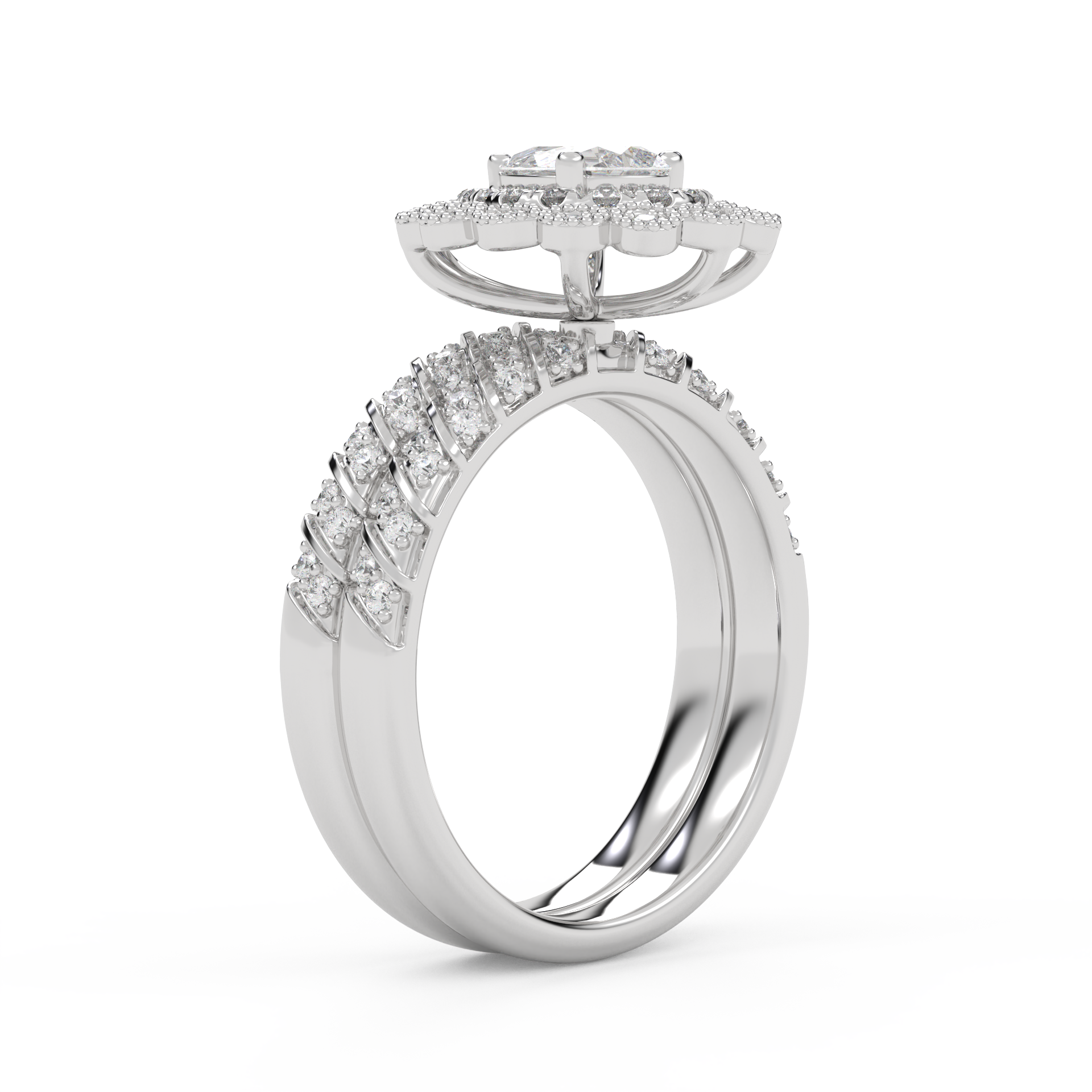 IGI Certified Teardrop Bridal Set Ring