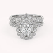 IGI Certified Teardrop Bridal Set Ring