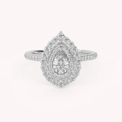 IGI Certified Double Halo Teardrop Engagement Ring