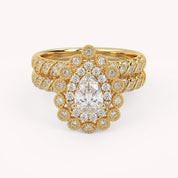 IGI Certified Teardrop Bridal Set Ring