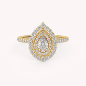 IGI Certified Double Halo Teardrop Engagement Ring