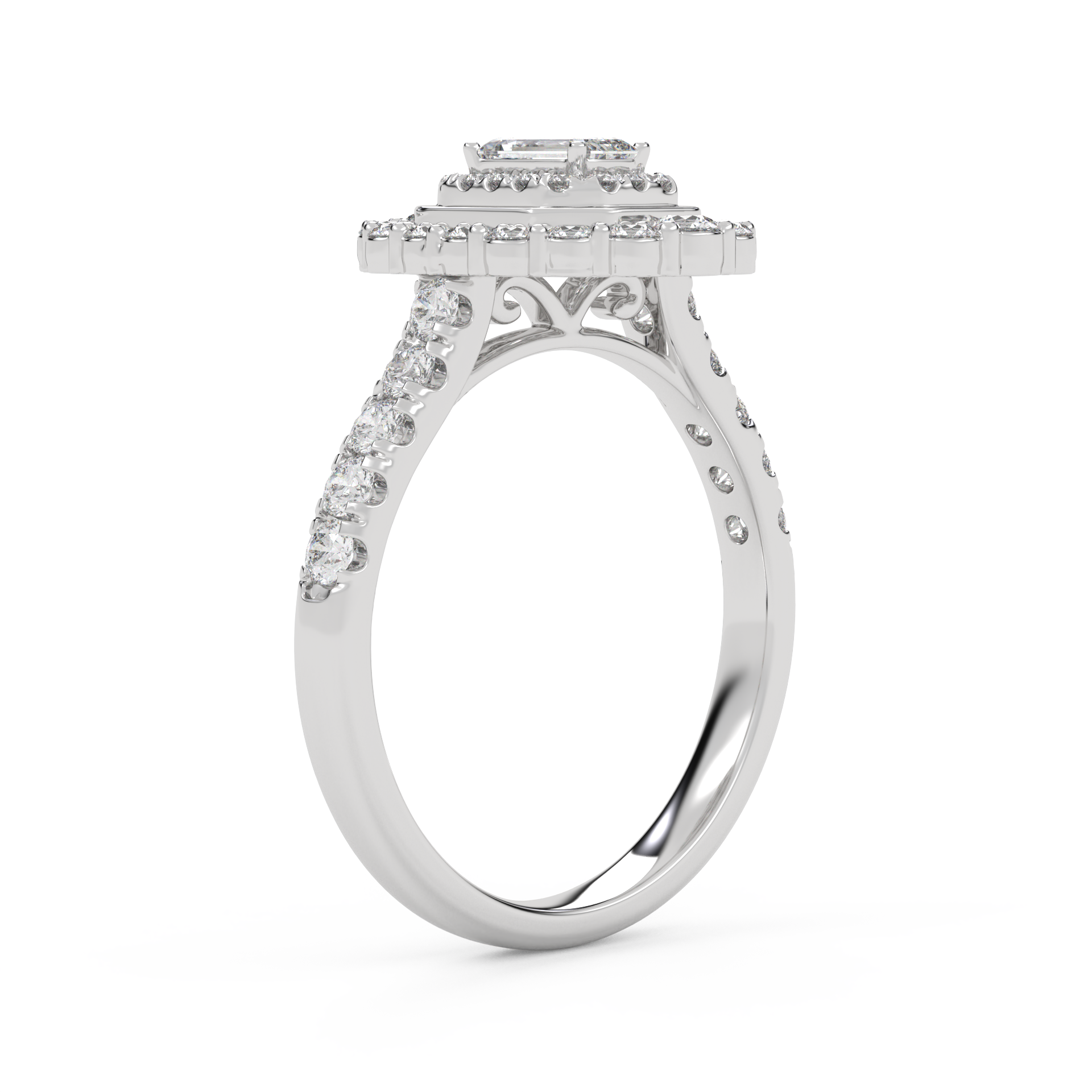 Double Halo Solitaire Engagement Ring – IGI Certified